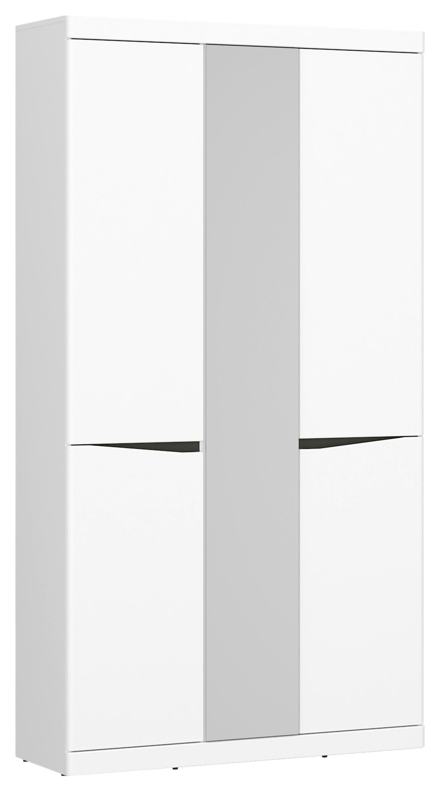 Garderobenschrank Turino Alpinweiss/grau B:103cm - Dunkelgrau/Anthrazit, Trend, Glas/Holzwerkstoff (103/196,5/39,9cm)