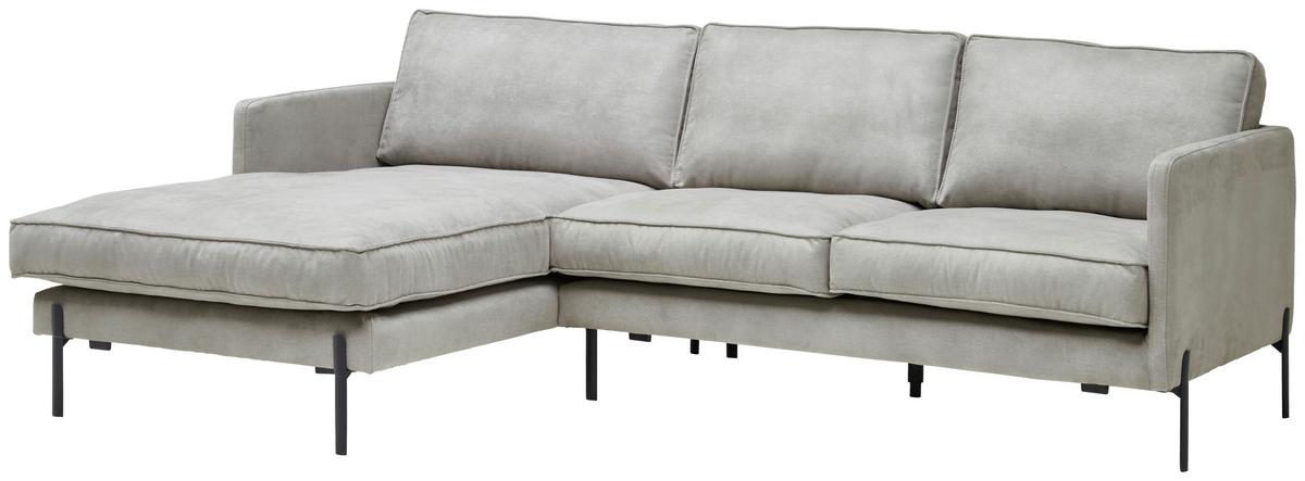 Ecksofa Yukon Hellgrau S: 154x232 Cm - Hellgrau/Schwarz, Trend, Textil (154/232cm) - Livetastic