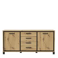 Sideboard B: 178 cm Trondheim, Eiche Dekor/Schwarz - Eichefarben/Schwarz, Basics, Holzwerkstoff/Kunststoff (178.4cm) - Livetastic