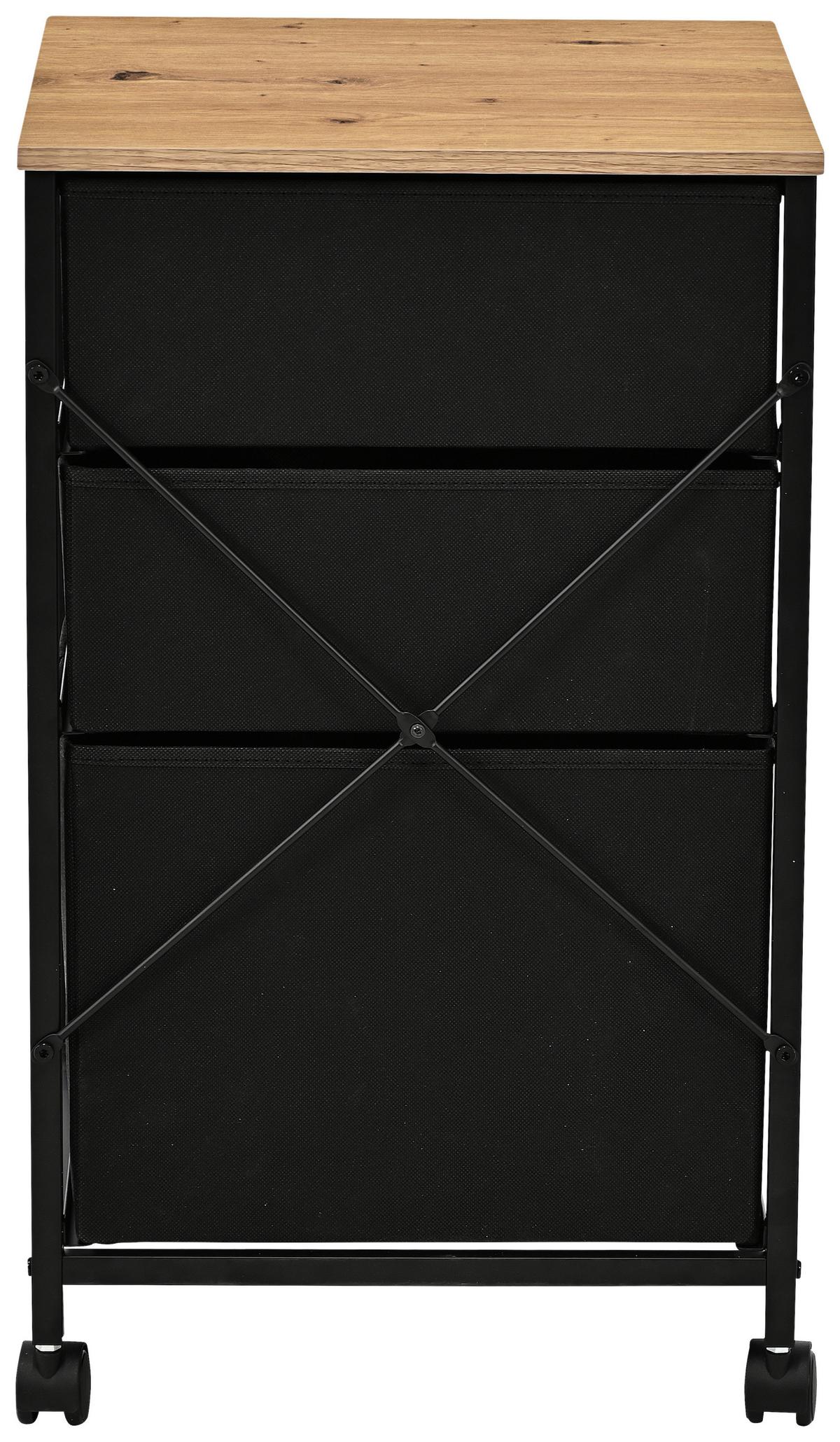 Rollcontainer Rolly Schwarz/Eiche Artisan B: 40 cm - Schwarz/Eiche Artisan, MODERN, Holzwerkstoff/Textil (40/68/40cm)