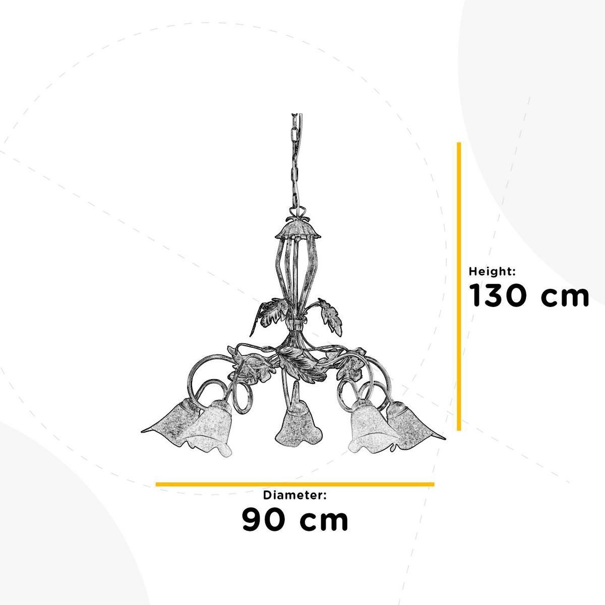 Kronleuchter 4836/5 - Silberfarben/Weiß, KONVENTIONELL, Glas/Metall (90/130cm)