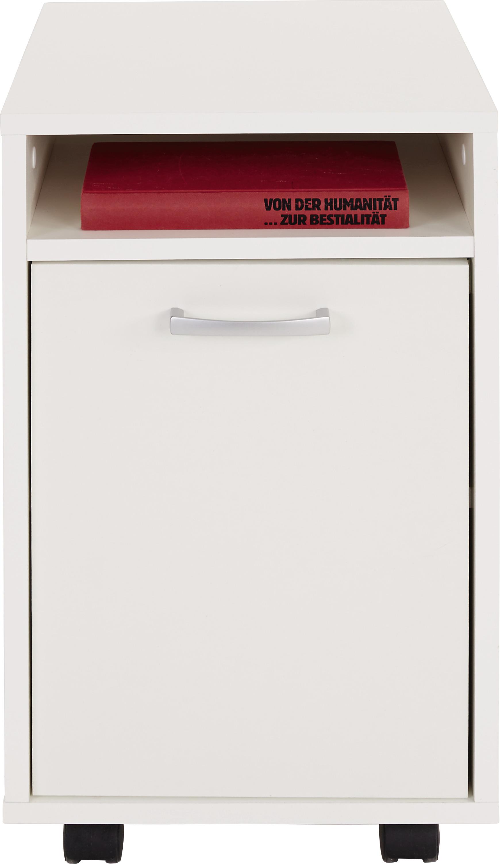 Rollcontainer Weiß Laurenc 33x59,5x38 cm - Weiß, MODERN, Holz/Kunststoff (33/59,5/38cm)