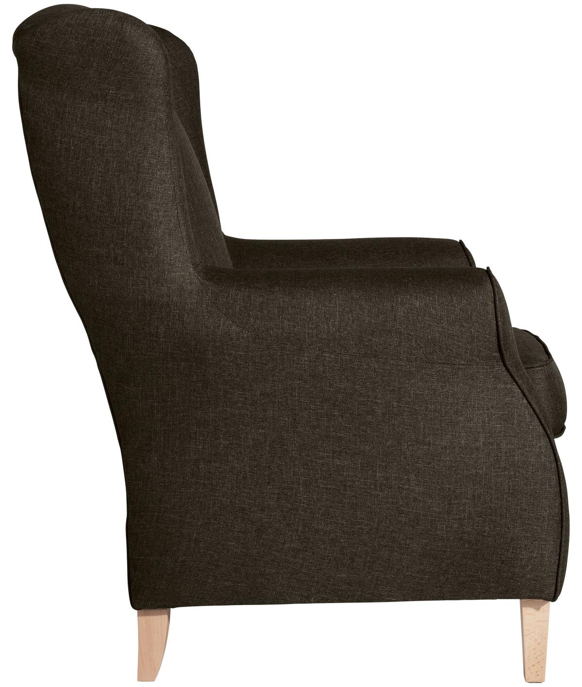 Ohrensessel mit Armlehnen Lorris Flachgewebe Braun - Buchefarben/Braun, Design, Textil (77/103/86cm) - Max Winzer