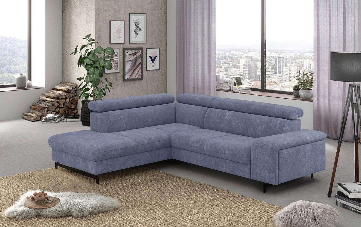 Ecksofa Emma - Blau/Schwarz, Textil (215/262cm) - MID.YOU