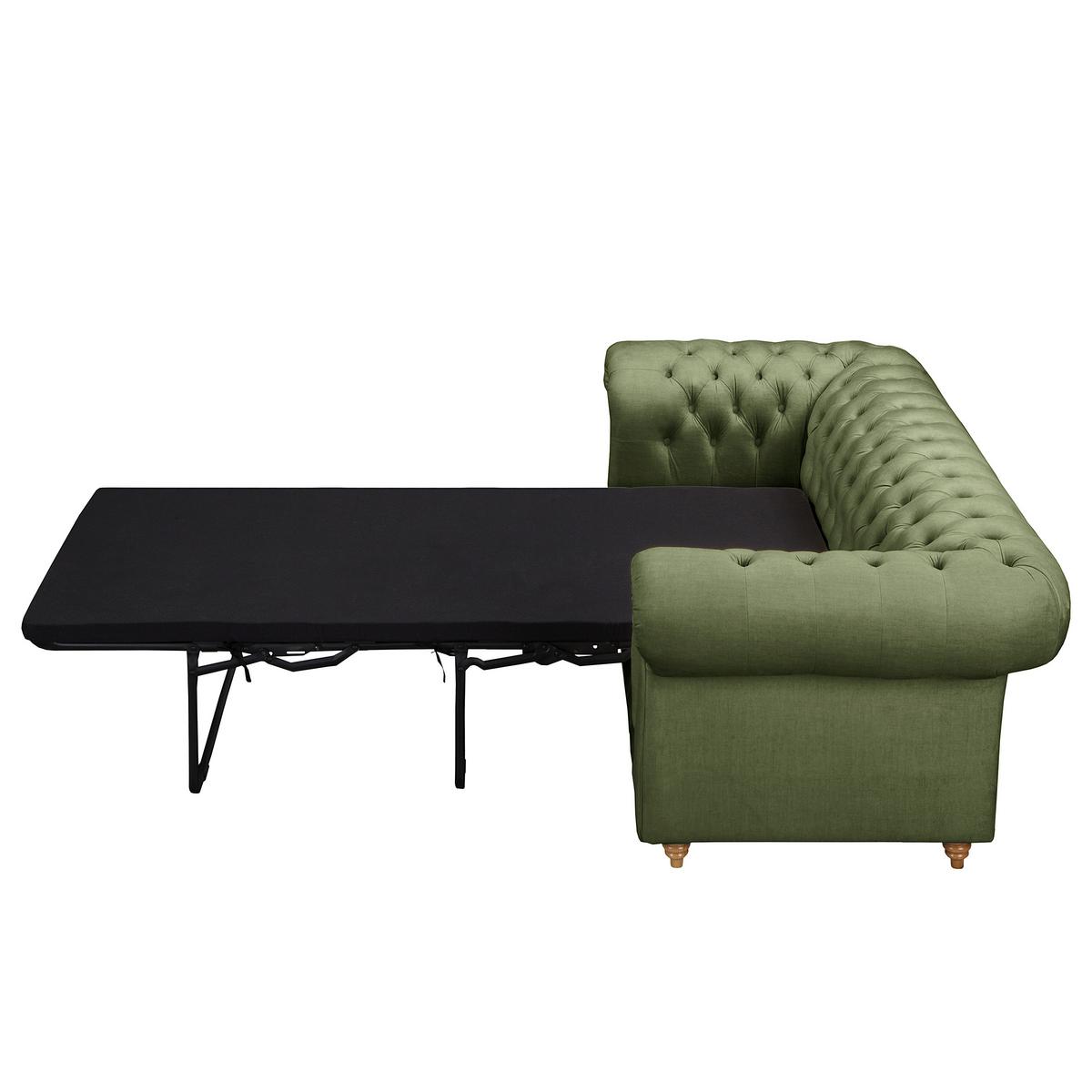 Schlafsofa Laura Dunkelgrün, B: 190cm - Dunkelgrün/Braun, Design, Textil (190cm) - P & B