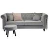 Chesterfield-sofa Velvet - Hellgrau, Design, Holz/Textil (217/80/88cm) - Livetastic