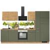 Küchenzeile Ip1200 Mit Geräte B: 310 Cm Terra Opal/eiche - Dunkelgrün/Eichefarben, Basics, Holzwerkstoff (310cm) - Impuls