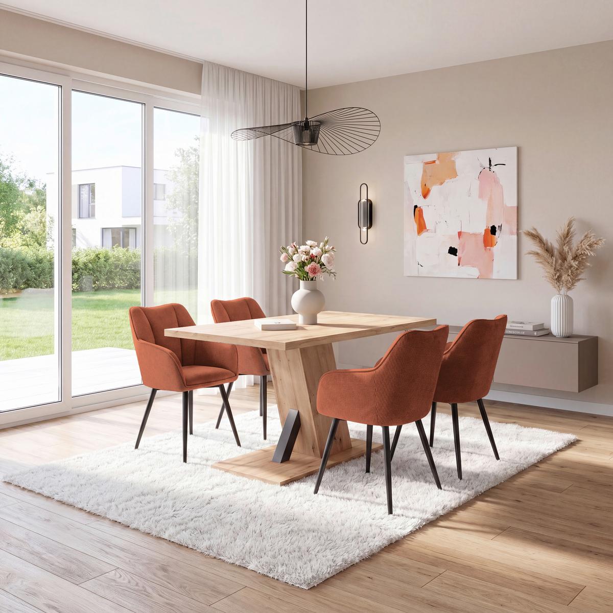 Karosszék Caro 2 Giga S - fekete/terrakotta, Konventionell, textil/fa (55/83/61cm) - Nedis SmartLife