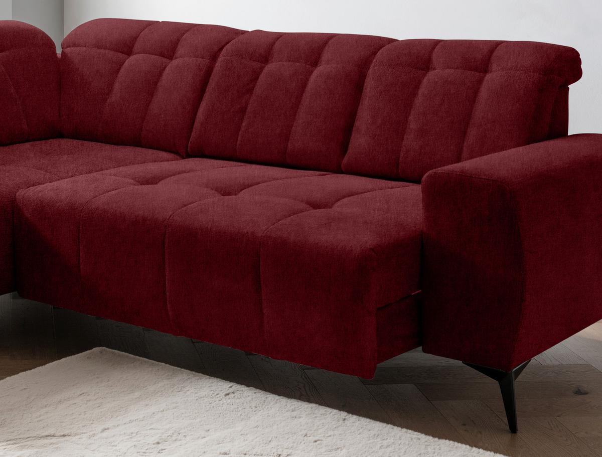 Ecksofa mit USB Anschluss Sano, Bordeaux, S: 200x261 cm - Bordeaux/Schwarz, MODERN, Textil (200/261cm) - Livetastic
