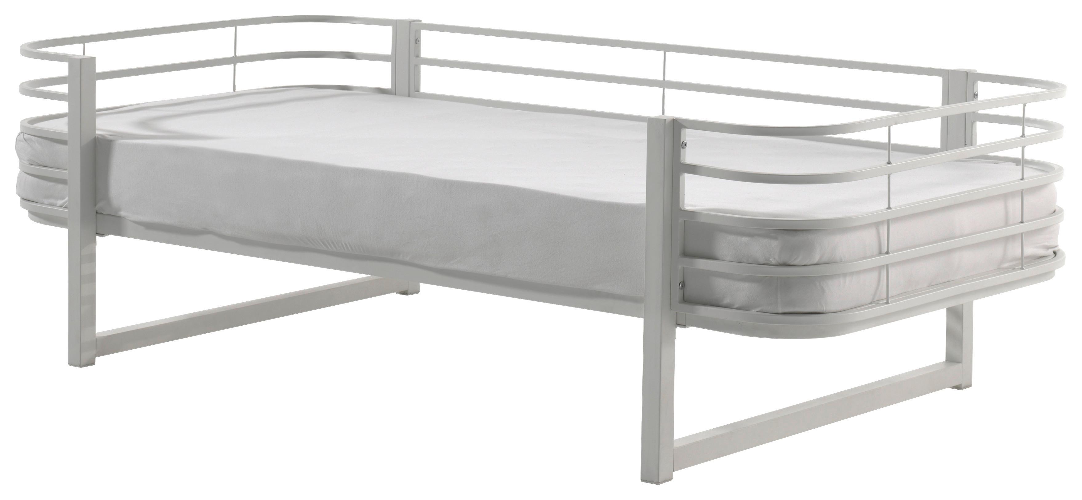 Kinderbett Oscar 90x200 cm Eisen Weiß Mit Sicherung - Weiß, Natur, Metall (90/200cm) - MID.YOU