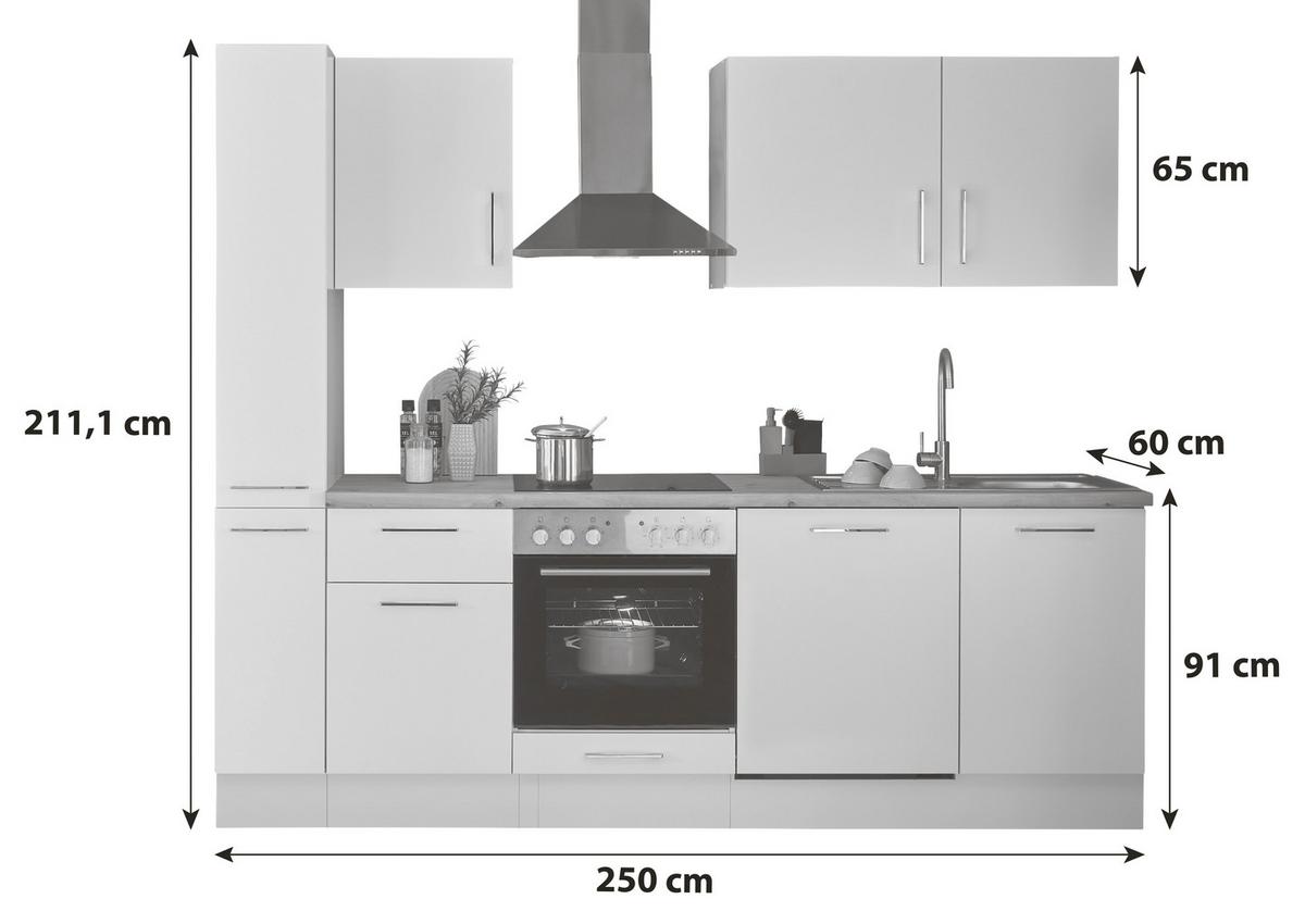 Küchenblock Turin Schwarz/Eiche Dekor B: 250 cm - Schwarz/Eiche Artisan, Basics, Holzwerkstoff (250cm) - P & B