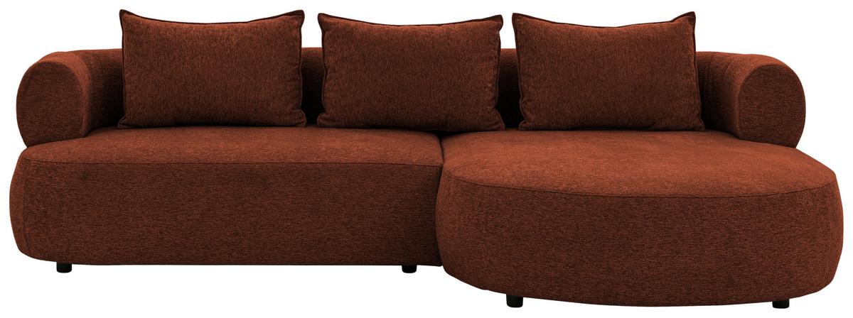 Ecksofa Ferro Rostfarben S: 256x156 Cm - Rostfarben/Schwarz, Design, Textil (256/156cm) - Livetastic