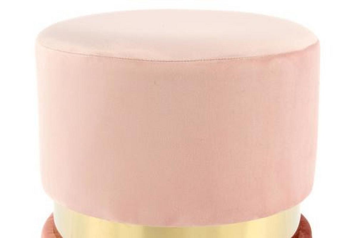 Pouf Samt Dunkel-Hellrosa/ Goldfarben BxHxT: 35x46x35 cm - Hellrosa/Dunkelrosa, Basics, Holz/Holzwerkstoff (35/46/35cm) - Kayoom