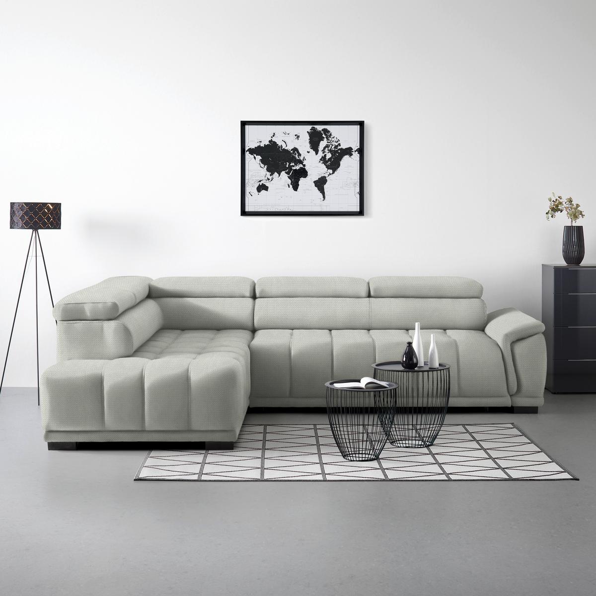 Rohová sedačka GRINALDI, levá, písková - černá/pískové barvy, Moderní, textil/plast (206/283cm) - Premium Living