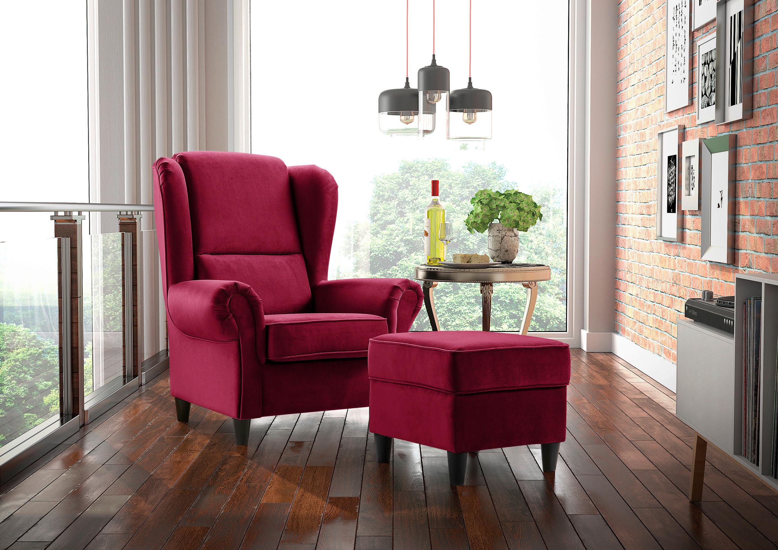 Hocker Baron Bordeaux B: 52 Cm - Bordeaux/Schwarz, Design, Textil (52/45/52cm) - MID.YOU