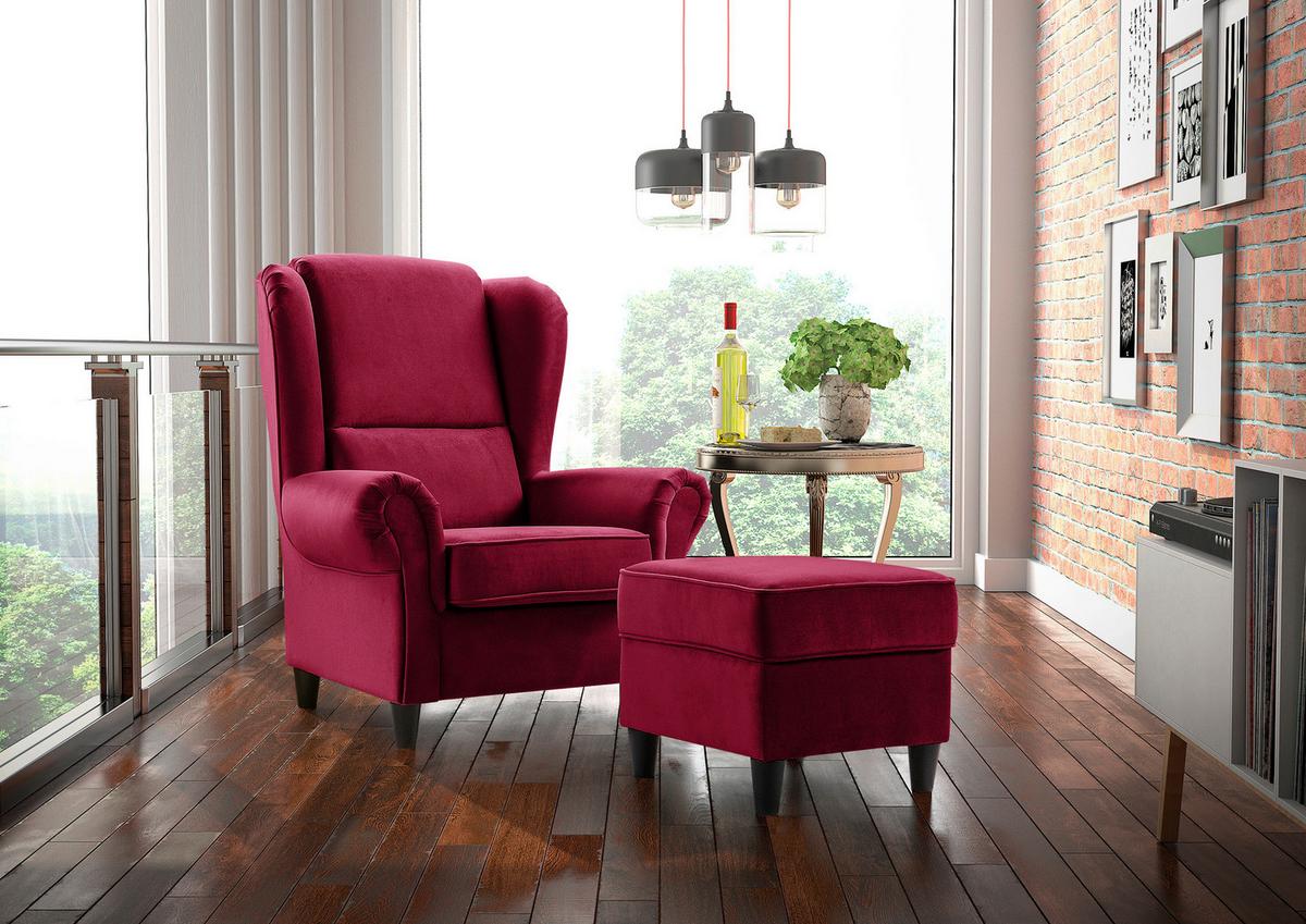 Hocker Baron Bordeaux B: 52 Cm - Bordeaux/Schwarz, Design, Textil (52/45/52cm) - MID.YOU