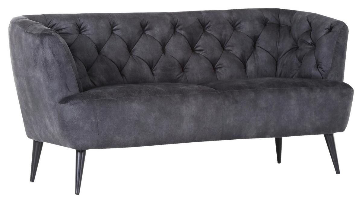 2-Sitzer-Sofa Kelly Dunkelgrau Flachgewebe - Dunkelgrau/Schwarz, KONVENTIONELL, Textil (170/83/70cm) - Livetastic