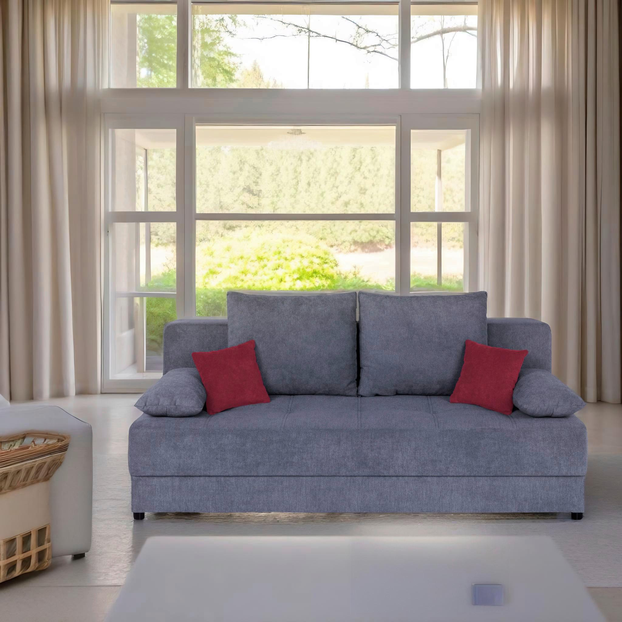 Schlafsofa Toni Anthrazit B: 200 cm - Anthrazit/Schwarz, Design, Holzwerkstoff/Textil (200/90/103cm) - P & B