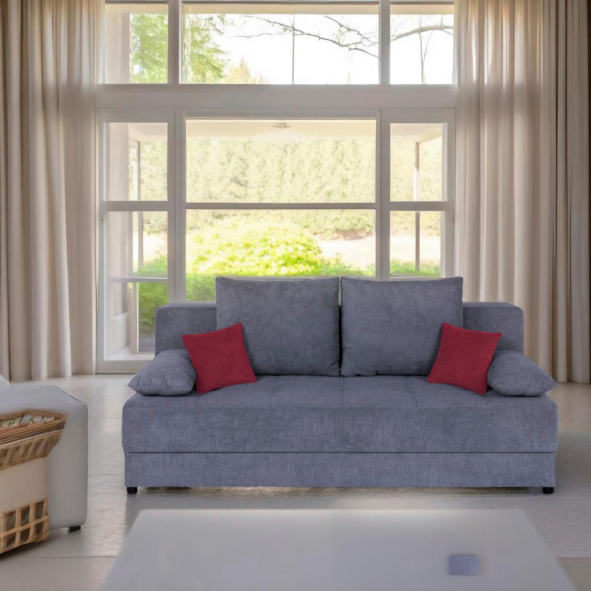 Schlafsofa Toni Anthrazit B: 200 Cm - Anthrazit/Schwarz, Design, Holzwerkstoff/Textil (200/90/103cm) - P & B