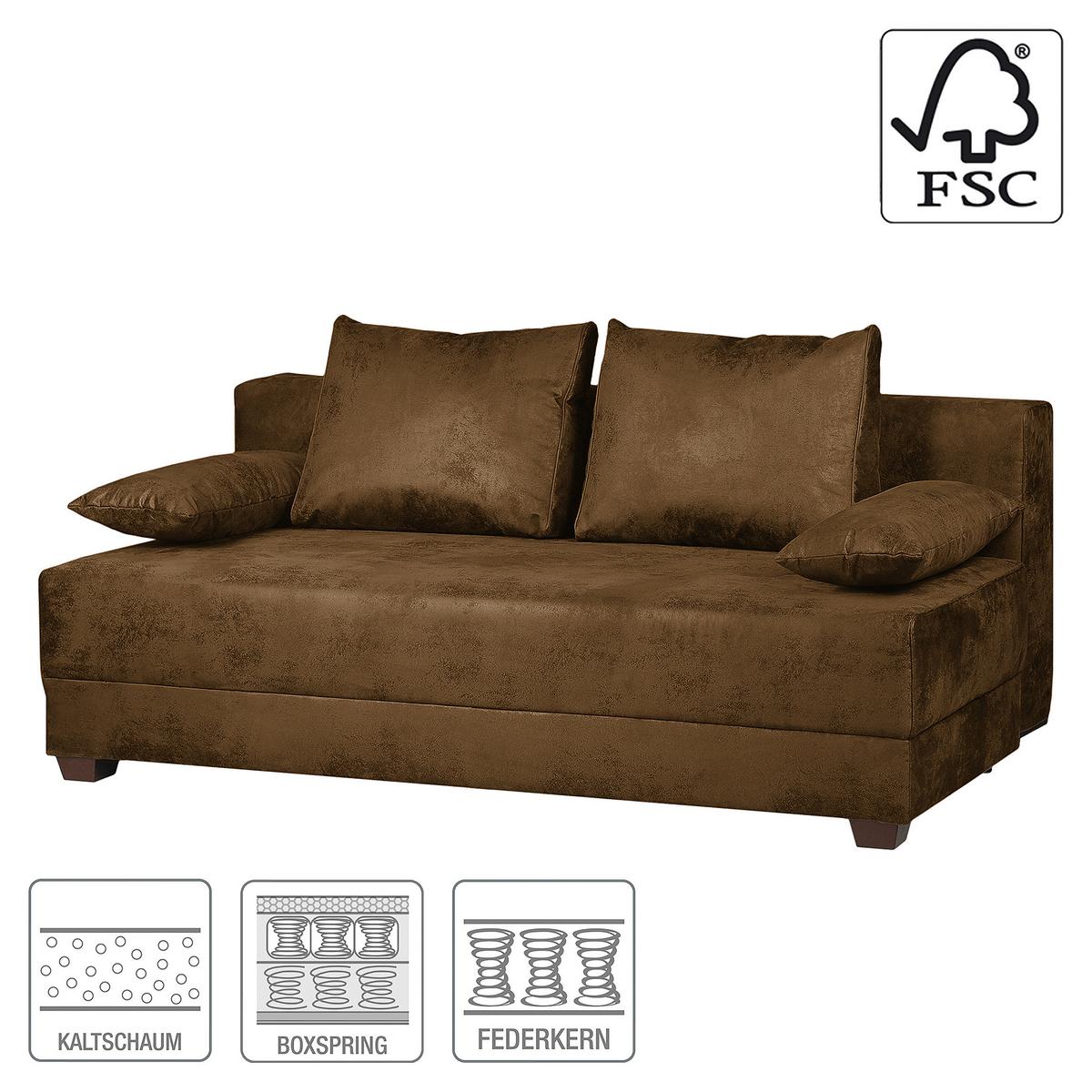 Schlafsofa Dingo, Braun B: 202 cm - Dunkelbraun/Braun, Design, Textil (202/85/110cm) - MID.YOU