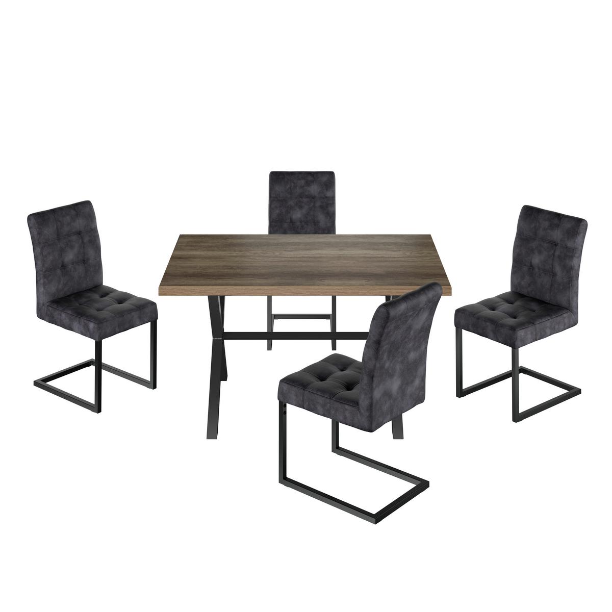 Étkezőasztal Bonny T - tölgyfa színű/antracit, Konventionell, faalapú anyag/fém (140/75/90cm)