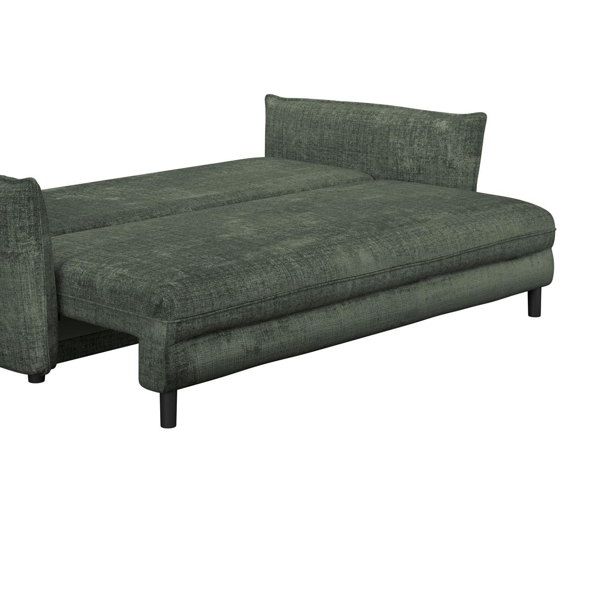 3-Sitzer-Sofa Mit Schlaffunktion Kairo Grün - Schwarz/Grün, ROMANTIK / LANDHAUS, Holz/Kunststoff (230/90/115cm) - James Wood