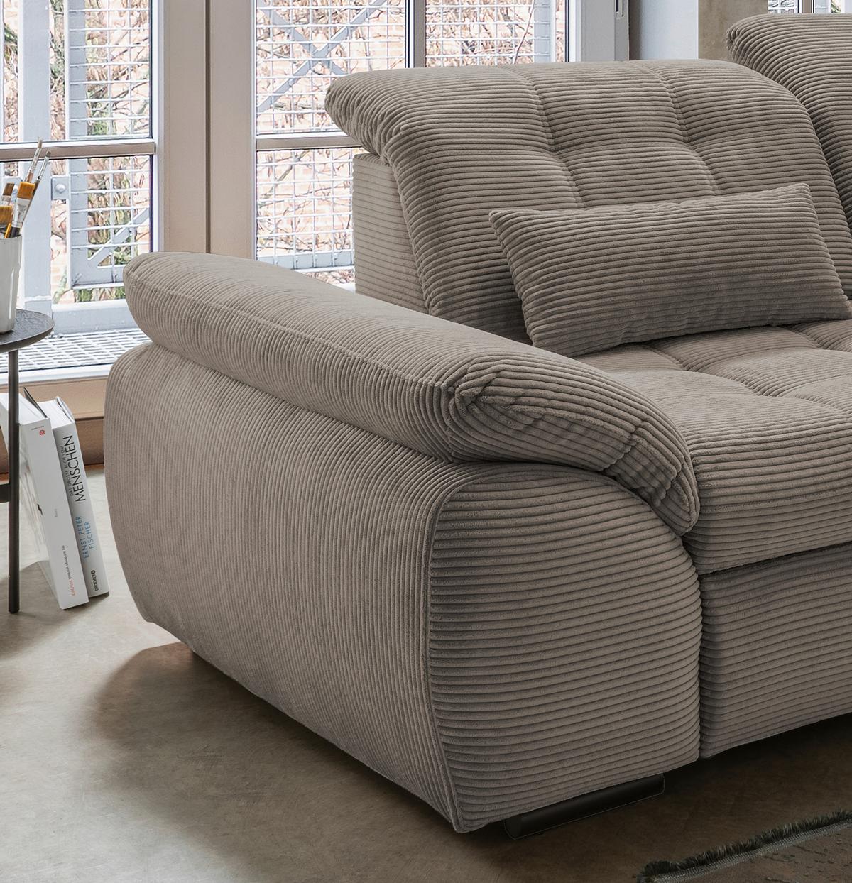 Ecksofa mit Bettkasten Rigatti Graubraun S: 314x184cm - Graubraun/Schwarz, MODERN, Textil (314/184cm) - Livetastic