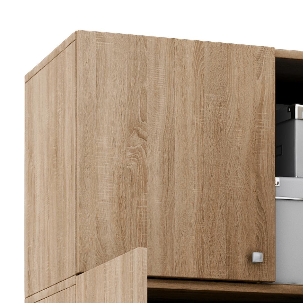 Víceúčelová skříň VANDOL, nástavba se zásuvkou - černá/barvy stříbra, Moderní, kompozitní dřevo/plast (70/238/39cm) - MID.YOU