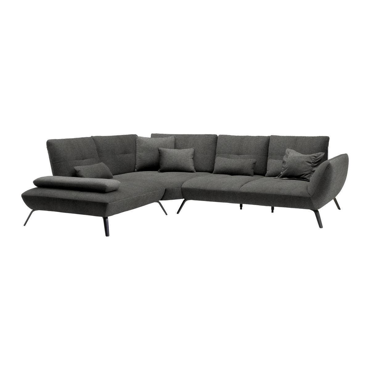 Rohová sedačka TRENDY, levá, antracitová - černá/antracitová, Moderní, kov/kompozitní dřevo (250/93/310cm) - Premium Living