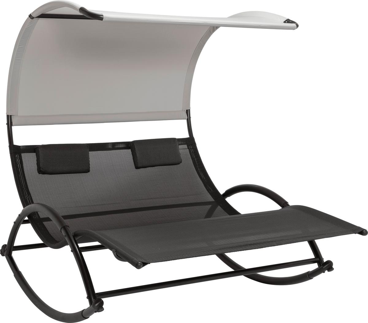 Schaukelliege Mit Sonnendach Havanna 2 Personen - Hellgrau/Schwarz, MODERN, Textil/Metall (139/161/175cm) - Luca Bessoni
