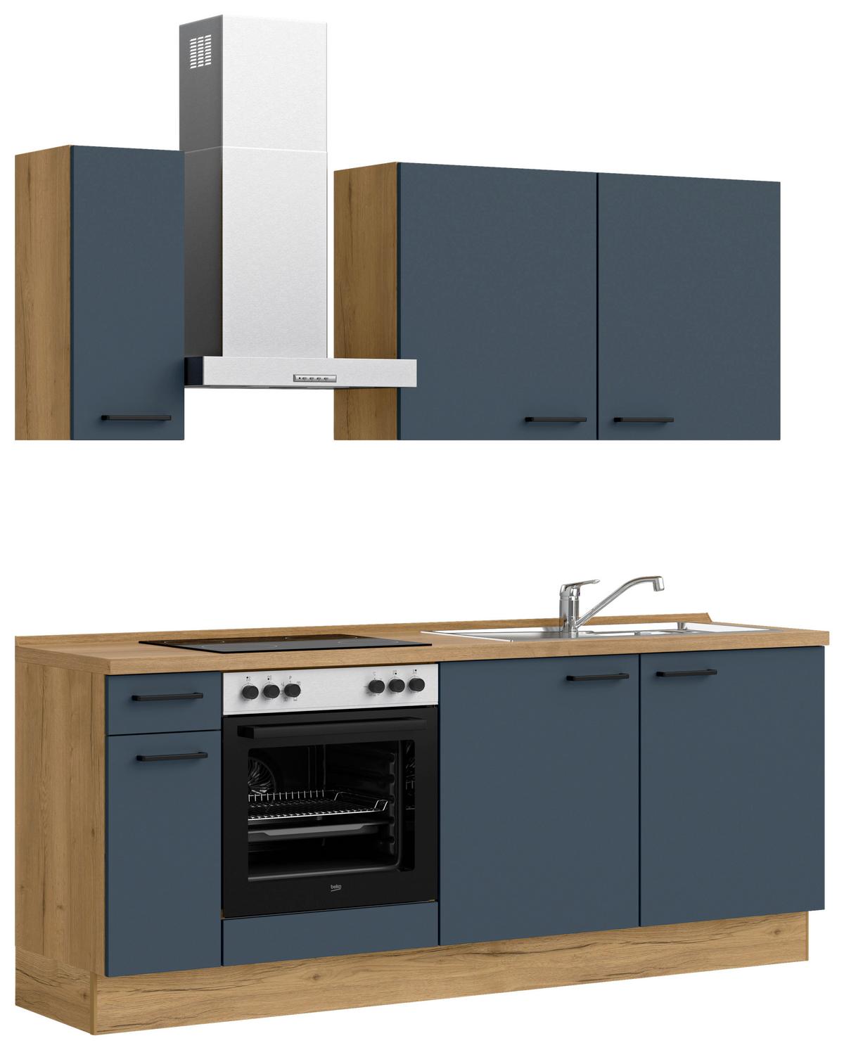 Küchenleerblock Easytouch Low-Line, L5 Links - Blau/Eichefarben, MODERN, Holzwerkstoff (210cm) - Nobilia