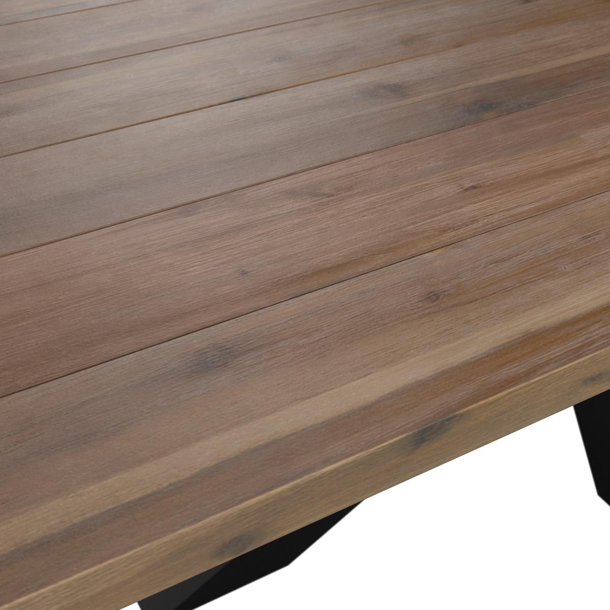 Gartentisch Stockholm Akazienholz L 200cm - Schwarz/Akaziefarben, MODERN, Holz/Metall (200/100/76cm) - Beldano