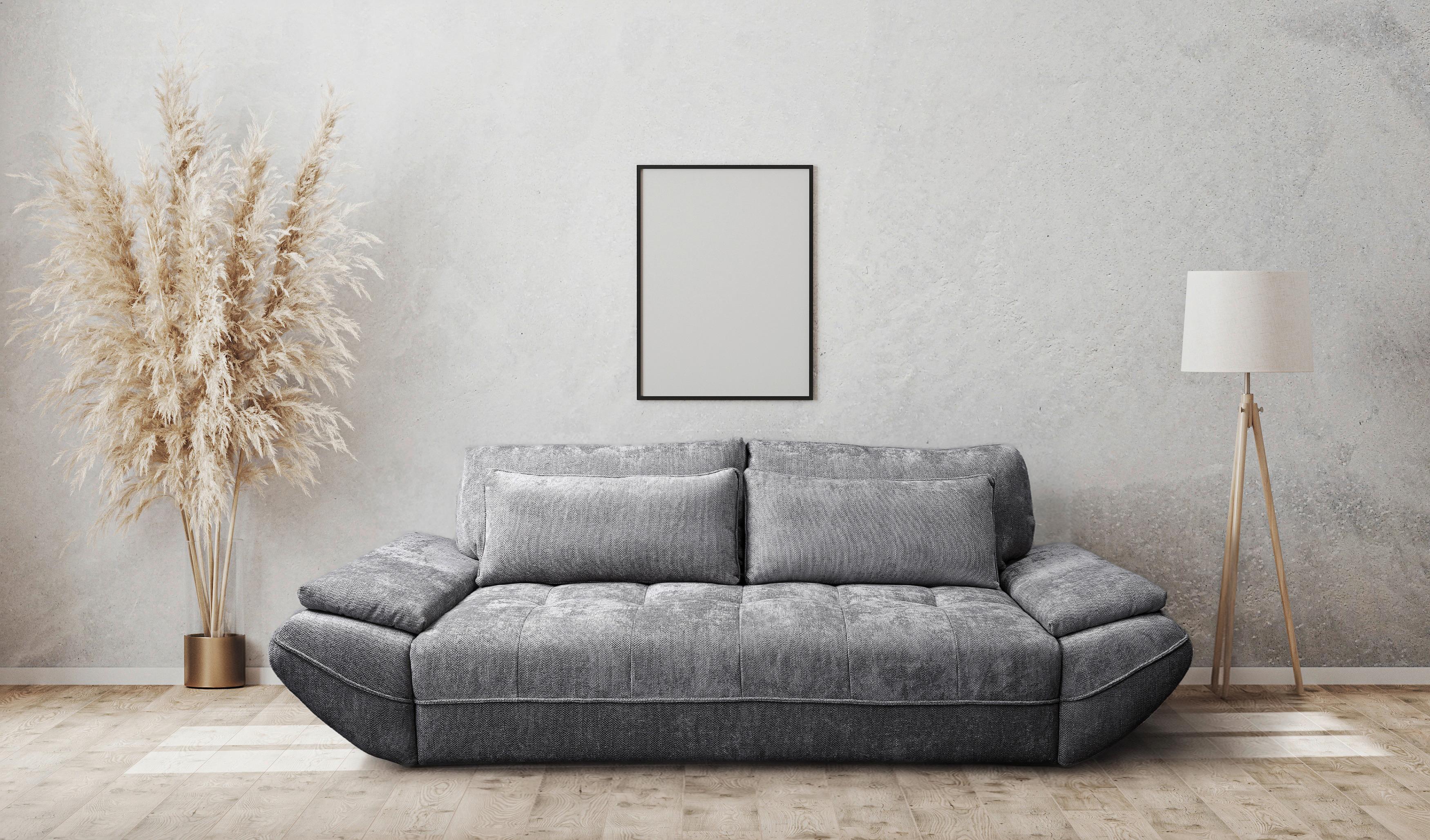 Schlafsofa Elma Dunkelgrau B: 280cm - Dunkelgrau/Schwarz, KONVENTIONELL, Holz/Holzwerkstoff (280/73-93/107cm) - MID.YOU