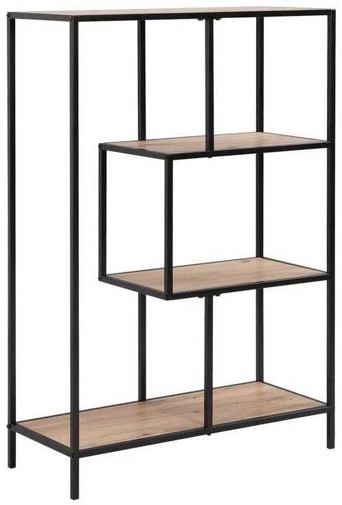 Regal Lilli 2 Schwarz B: 77 cm - Schwarz/Naturfarben, Trend, Holzwerkstoff/Metall (77/115/33cm)