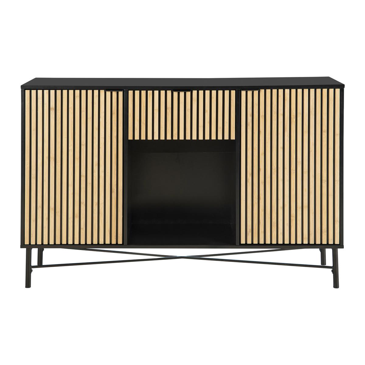 Komoda MADRID - černá/barvy dubu, Moderní, kov/dřevo (143/90/40cm) - Mömax