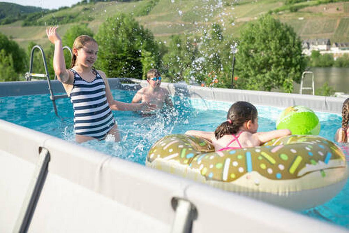 Aufstellpool Rechteckig D: 274 Cm - Anthrazit, KONVENTIONELL, Kunststoff/Metall (274/132/549cm)