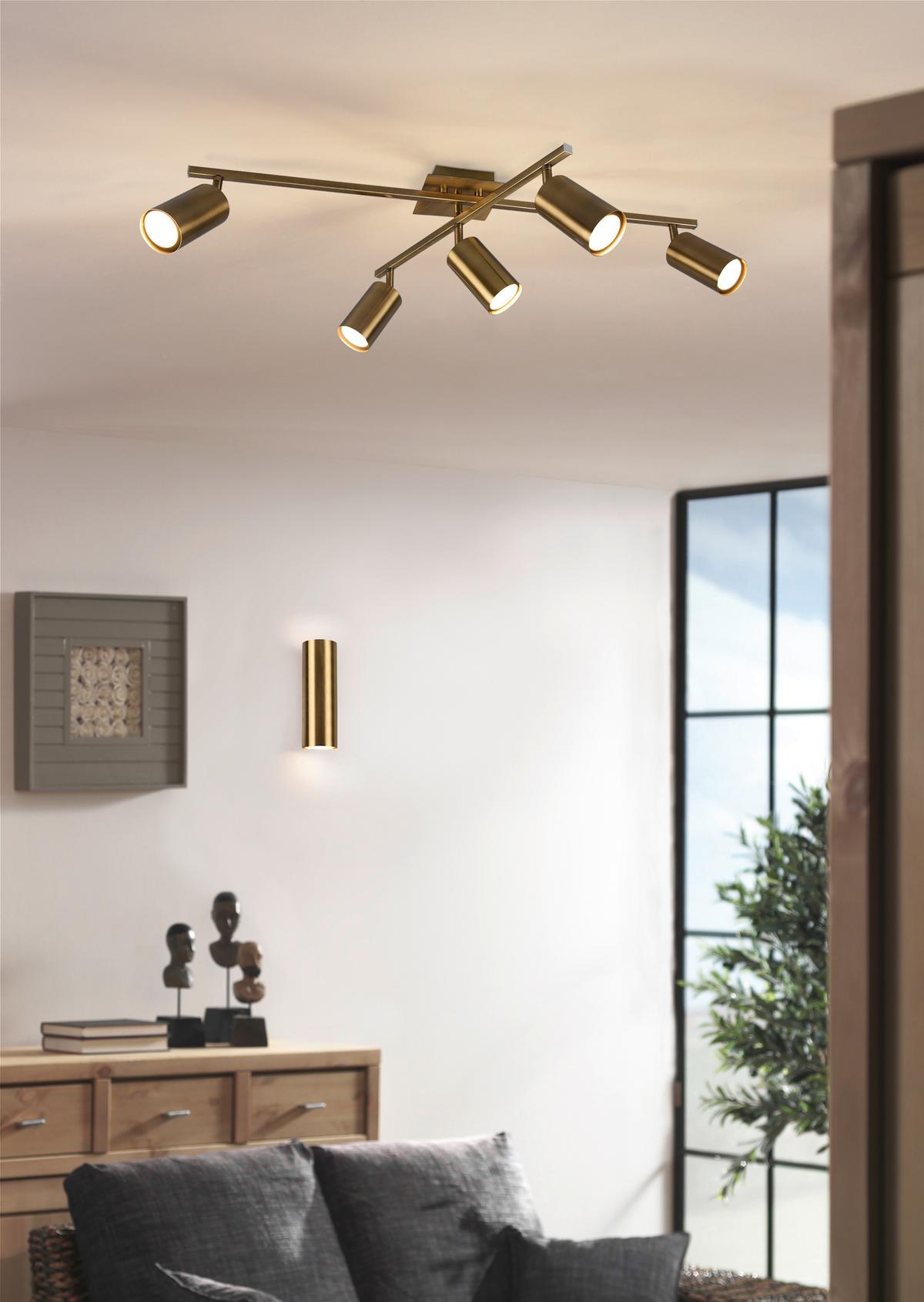 Strahler Marley 5-Flammig L: 77 cm - Messingfarben, Basics, Metall (77/57/22cm) - Trio Leuchten