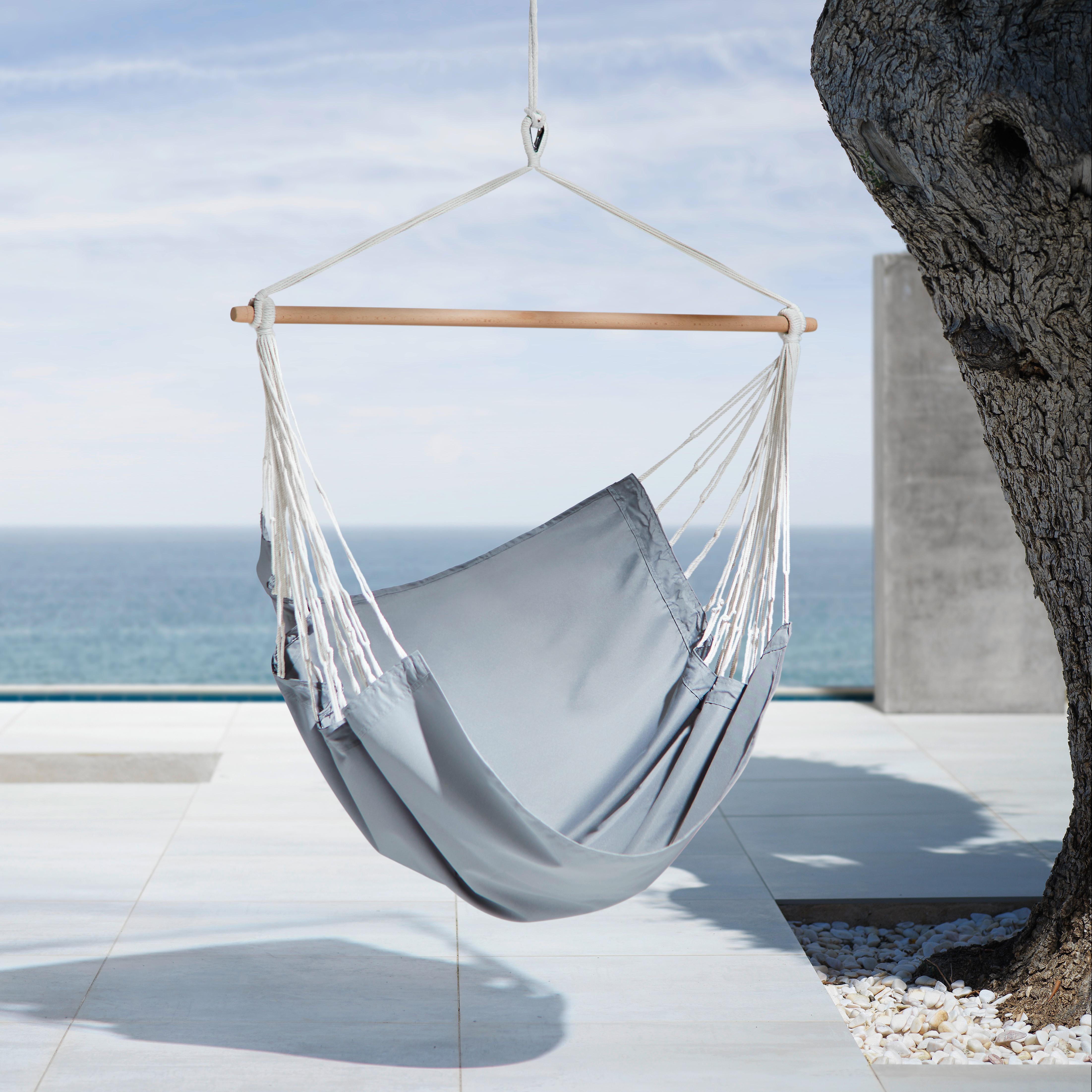 Hängesessel Chillax Grau Für Deckenmontage Bis 100 Kg - Grau, KONVENTIONELL, Textil (120/130cm) - Ondega