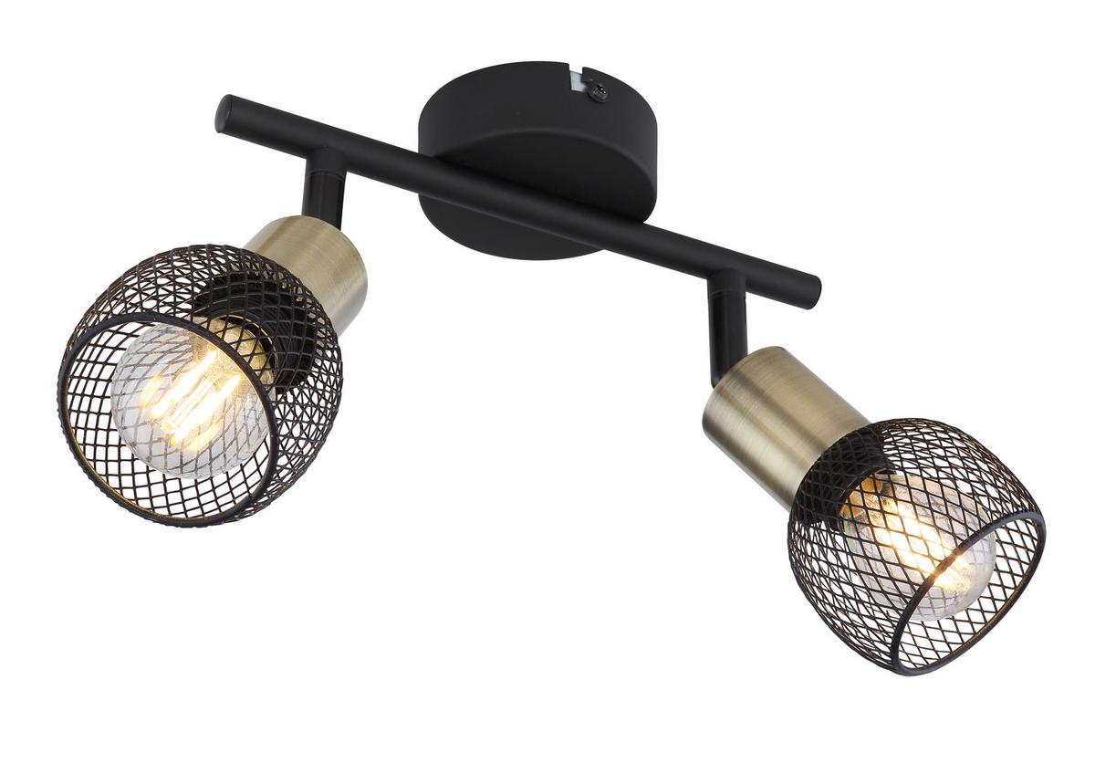 Strahler Fiastra 2-Flammig verstellbar L: 22 cm - Schwarz, Basics, Metall (22/8/14cm) - Globo