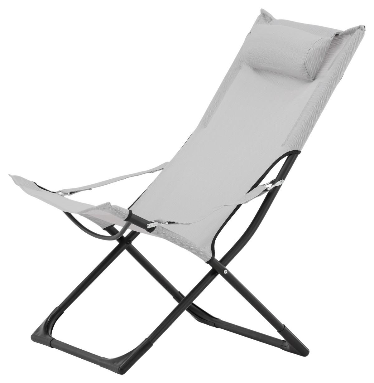 Strandsessel Seville Metall, Textil - Schwarz/Grau, KONVENTIONELL, Textil/Metall (63/89/84cm) - Gardenson