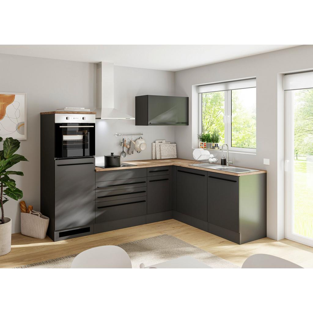 ECKKÜCHE JAZZ 6 Schwarz mit E-Geräten