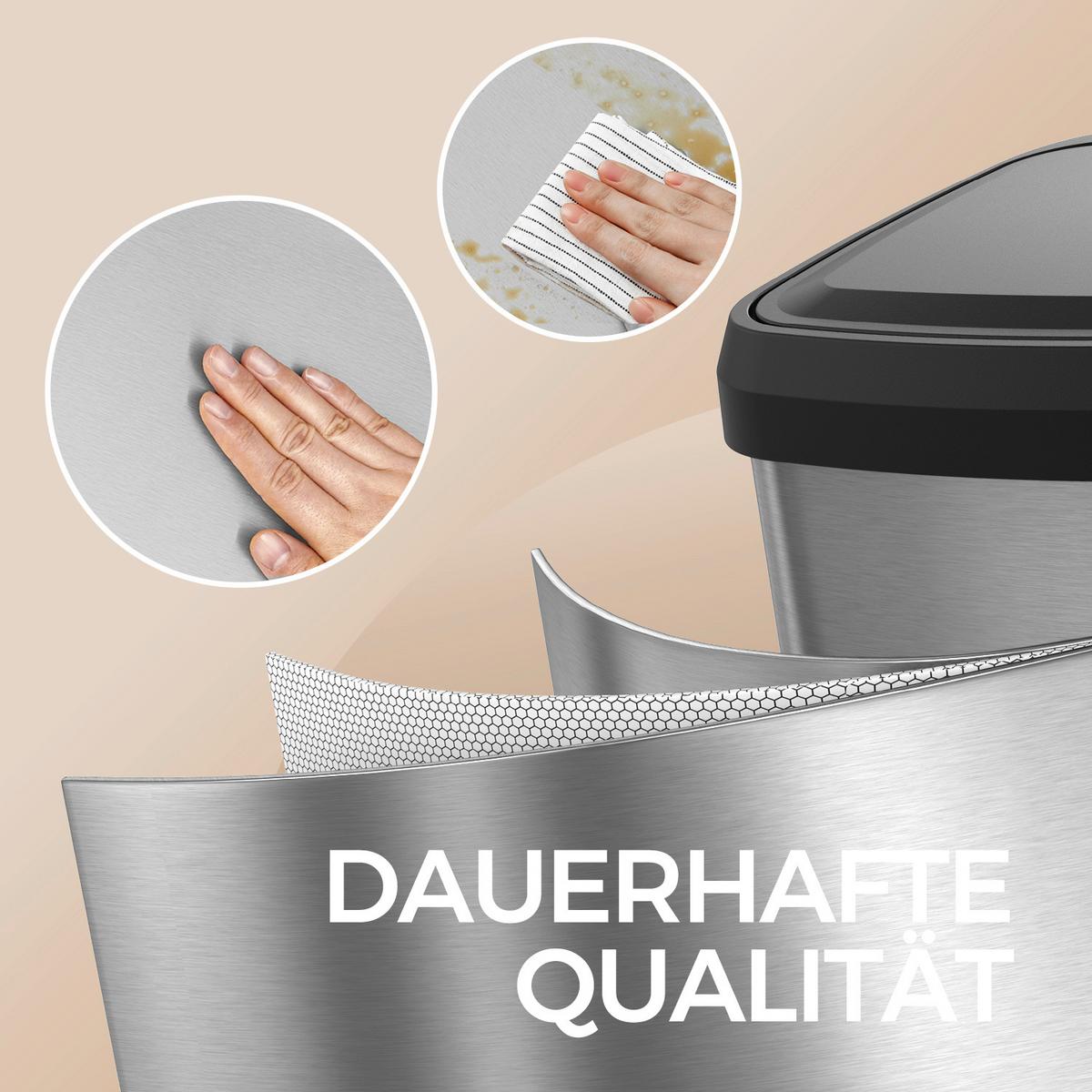 Abfallsammler Silberfarben B: 40,5 cm - Silberfarben/Schwarz, Basics, Kunststoff/Metall (40,5/78/35cm)