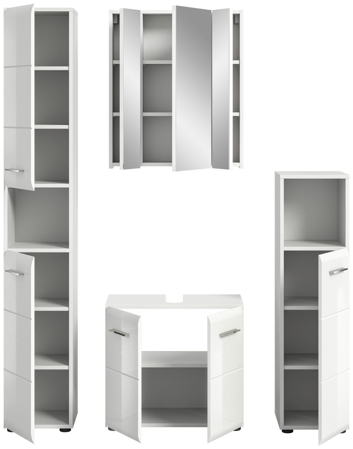 Badezimmer Ice Weiß Hg B: 120 Cm - Weiß Hochglanz/Schwarz, MODERN, Holzwerkstoff (120/185/31cm) - MID.YOU