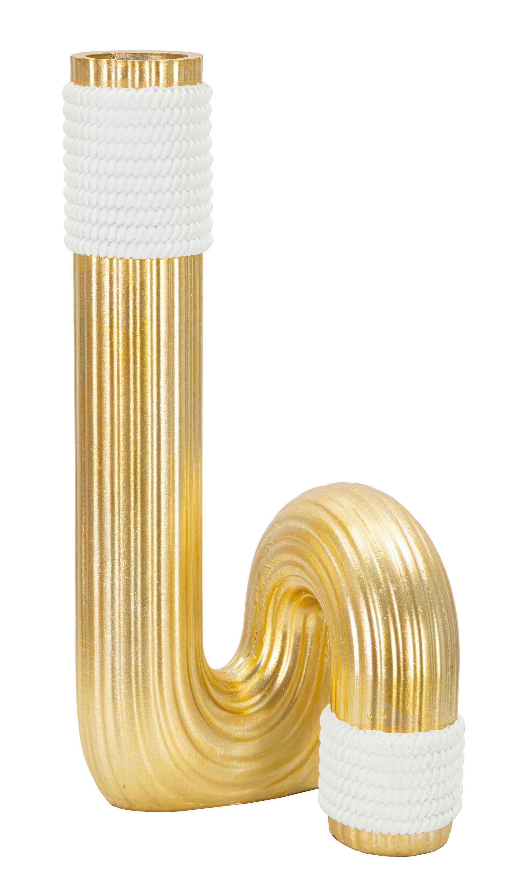 Vase Bann Big Goldfarben, Weiß B: 15,3 Cm - Goldfarben/Weiß, Basics, Kunststoff (15.30/30.5/13cm)