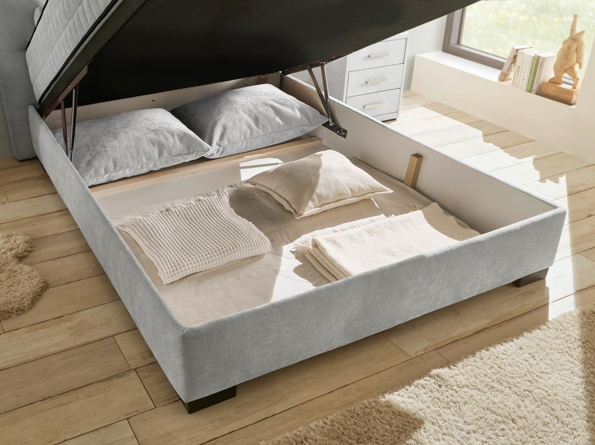 Boxbett Nagol A - Hellgrau/Schwarz, MODERN, Holzwerkstoff/Textil (120/200cm) - MID.YOU