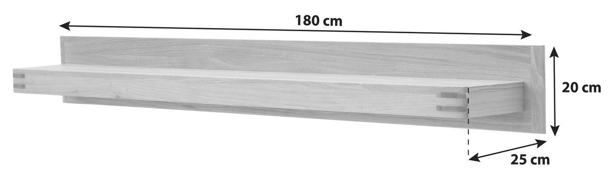 Wandboard Salvador B: 180 cm Eichefarben - Eichefarben, Design, Holz/Holzwerkstoff (180/20/25cm) - Livetastic