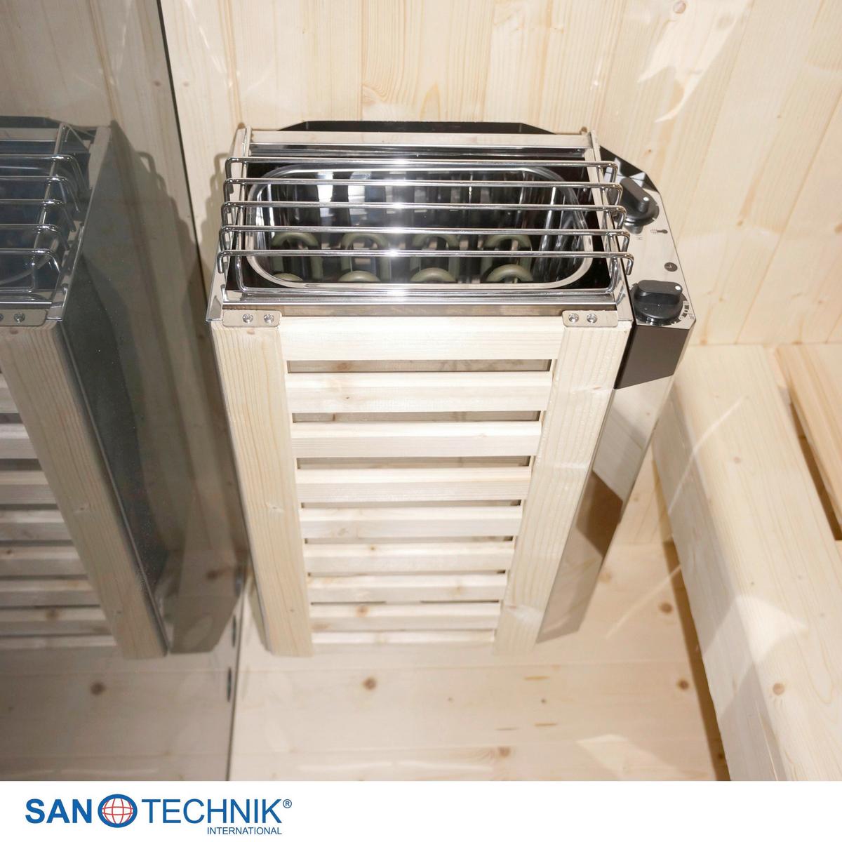 Sauna FALUN M geeignet für 2 Personen - Fichtefarben, Basics, Glas/Holz (120/120/200cm) - Sanotechnik
