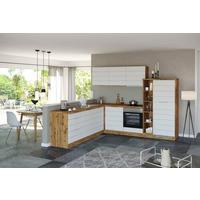 Eckküche Florenz ohne Geräte 240x270 cm Weiß/Eichefarben - Eiche Wotan/Weiß, Design, Holzwerkstoff (240/270cm) - Held