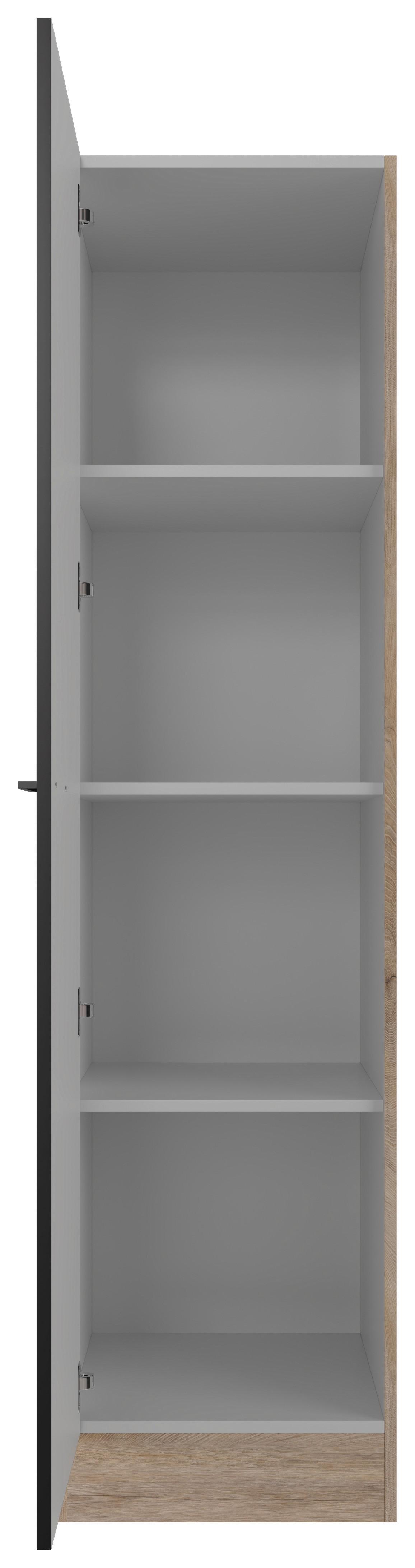 Geschirrschrank Capri B: 50 cm Eiche/Schwarz - Eichefarben/Schwarz, KONVENTIONELL, Holzwerkstoff (50/200/57cm) - FlexWell