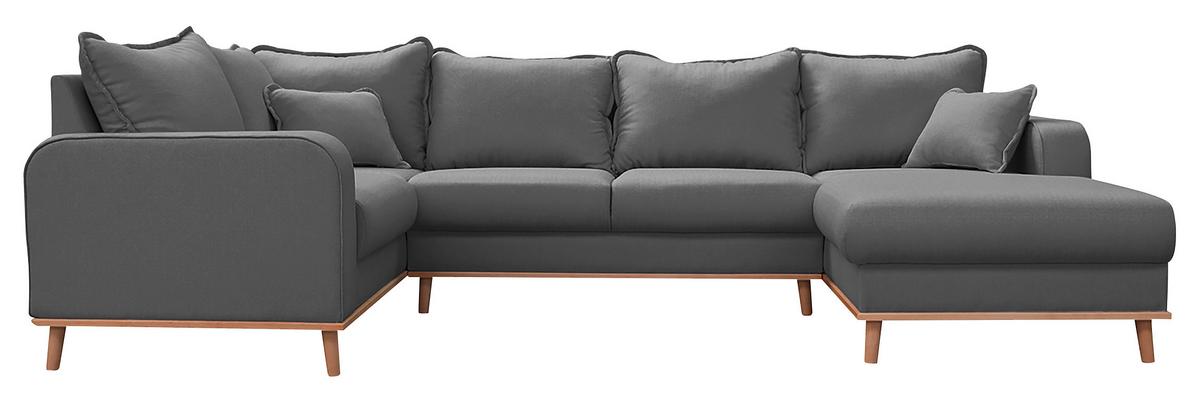 Wohnlandschaft Beata Grau U: 167x296x170 Cm - Wengefarben/Grau, Design, Textil (167/296/170cm) - Livetastic